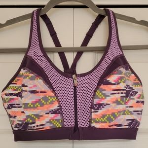 Victoria's Secret purple front zip sports bra 34c